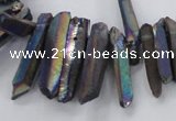 CTD1626 Top drilled 4*15mm - 6*35mm sticks plated quartz beads