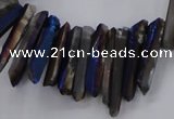 CTD1628 Top drilled 4*15mm - 6*35mm sticks plated quartz beads