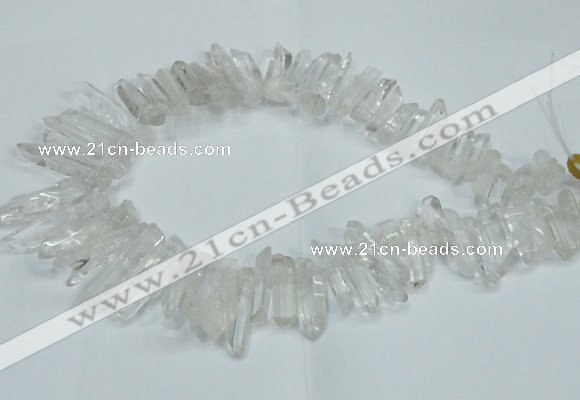 CTD1638 Top drilled 5*25mm - 7*45mm sticks white crystal beads