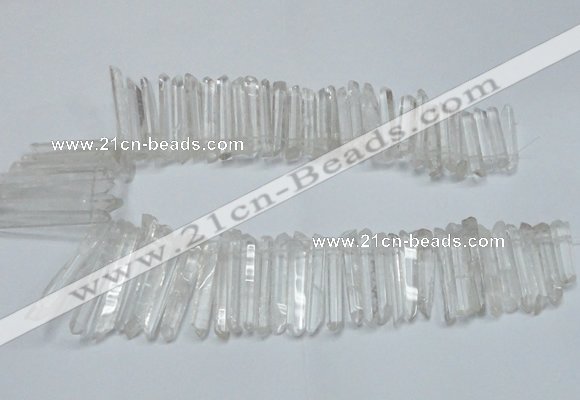 CTD1639 Top drilled 5*30mm - 7*60mm sticks white crystal beads