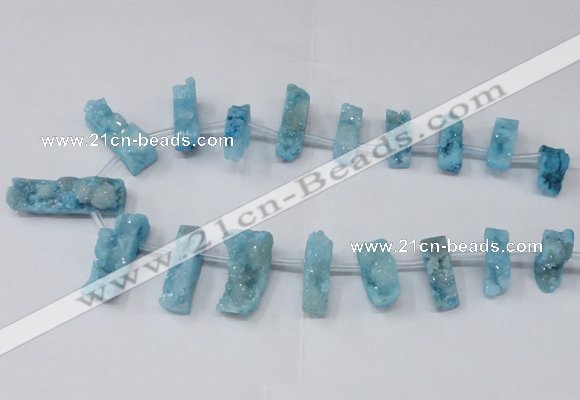 CTD1653 Top drilled 10*20mm - 15*40mm freeform druzy agate beads