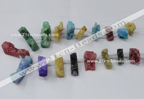 CTD1655 Top drilled 10*20mm - 15*40mm freeform druzy agate beads