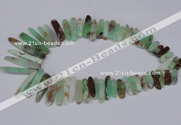 CTD1657 Top drilled 6*20mm - 8*50mm sticks Australia chrysoprase beads