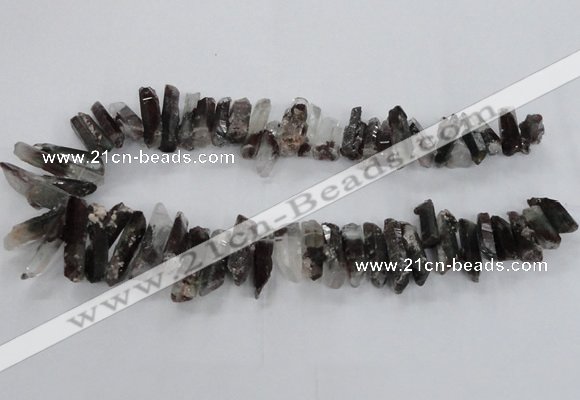 CTD1658 Top drilled 6*15mm - 8*35mm sticks green phantom quartz beads