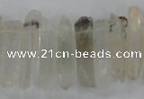 CTD1661 Top drilled 6*18mm - 8*35mm sticks green phantom quartz beads