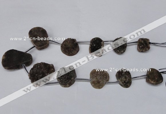 CTD1673 Top drilled 18*25mm - 25*35mm freeform druzy agate beads