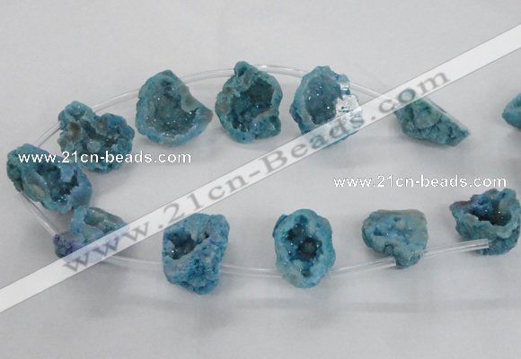 CTD1684 Top drilled 15*25mm - 30*35mm nuggets druzy agate beads