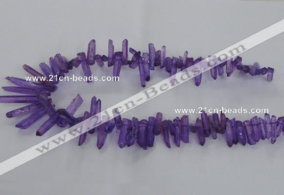 CTD1692 Top drilled 5*15mm - 7*35mm sticks dyed white crystal beads