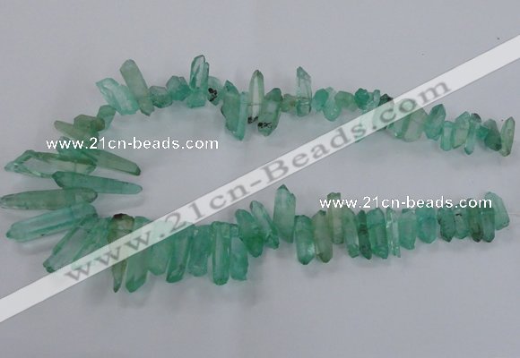 CTD1695 Top drilled 5*15mm - 7*35mm sticks dyed white crystal beads