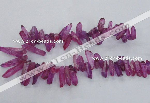 CTD1700 Top drilled 8*15mm - 11*35mm sticks dyed white crystal beads