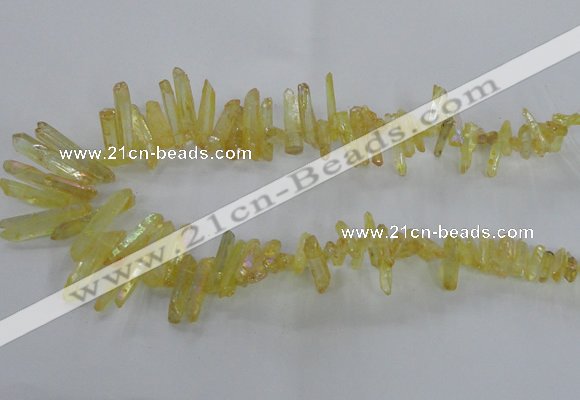 CTD1714 Top drilled 5*10mm - 6*30mm sticks plated white crystal beads