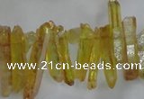 CTD1715 Top drilled 5*10mm - 6*30mm sticks plated white crystal beads