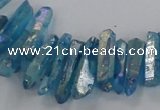 CTD1717 Top drilled 5*10mm - 6*30mm sticks plated white crystal beads
