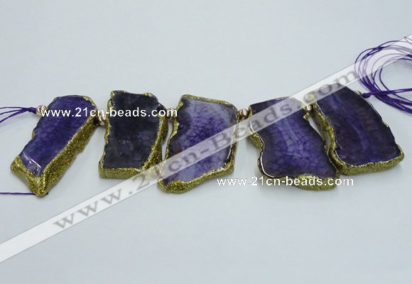 CTD1735 Top drilled 25*35mm - 30*45mm freeform agate slab beads