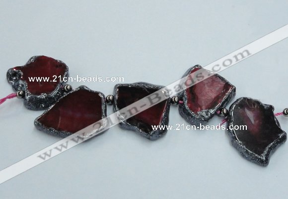 CTD1741 Top drilled 25*35mm - 35*50mm freeform agate slab beads