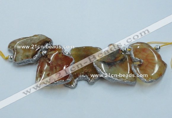 CTD1755 Top drilled 20*40mm - 35*55mm freeform agate slab beads