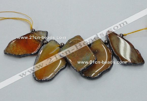 CTD1756 Top drilled 20*40mm - 35*55mm freeform agate slab beads