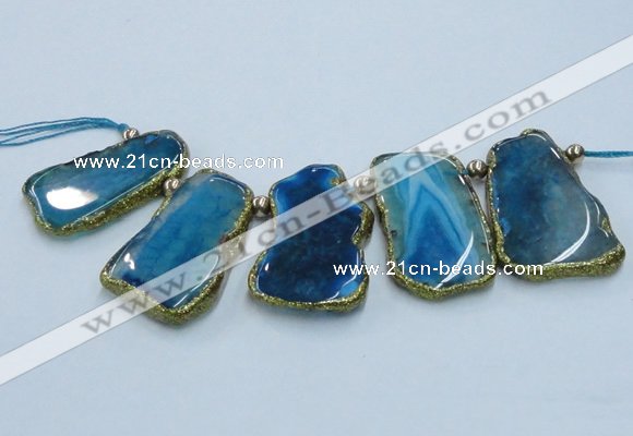 CTD1765 Top drilled 20*40mm - 35*55mm freeform agate slab beads