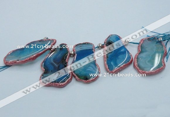 CTD1766 Top drilled 20*40mm - 35*55mm freeform agate slab beads