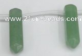 CTD1802 Top drilled 10*30mm - 10*32mm sticks green aventurine beads