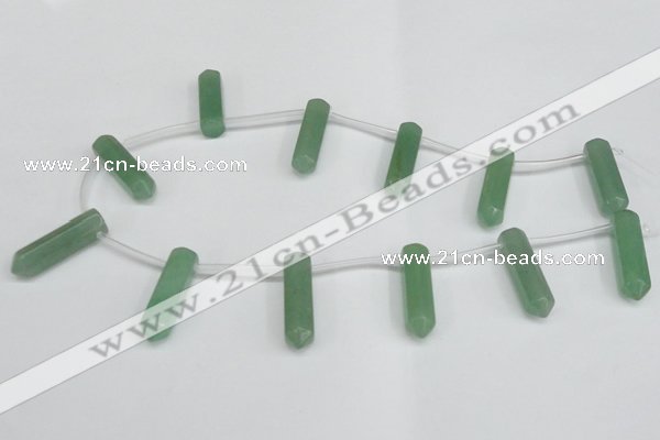 CTD1802 Top drilled 10*30mm - 10*32mm sticks green aventurine beads