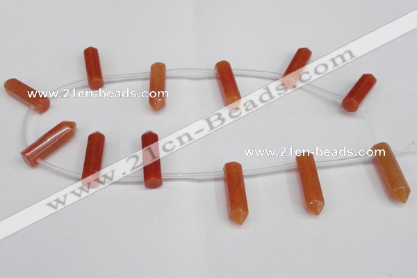 CTD1803 Top drilled 10*30mm - 10*32mm sticks red aventurine beads