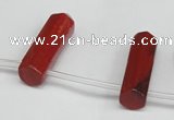 CTD1809 Top drilled 10*30mm - 10*32mm sticks red jasper beads