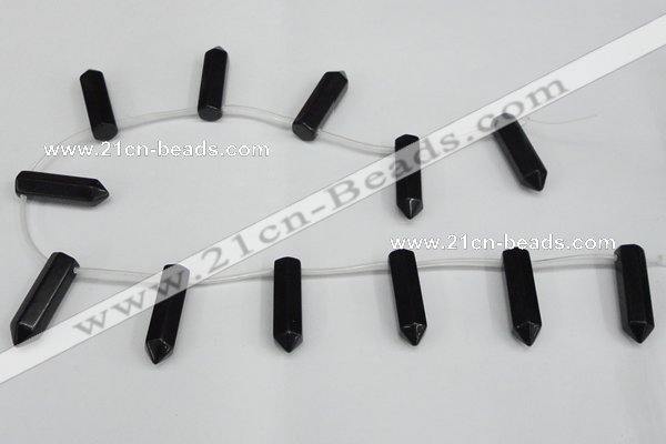 CTD1812 Top drilled 10*30mm - 10*32mm sticks black agate beads