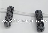 CTD1813 Top drilled 10*30mm - 10*32mm sticks snowflake obsidian beads