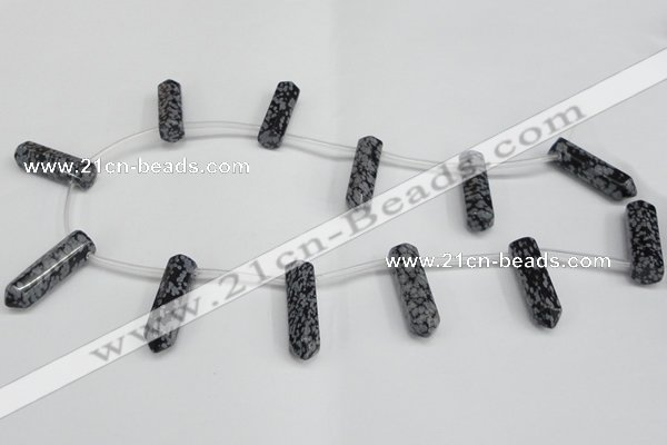 CTD1813 Top drilled 10*30mm - 10*32mm sticks snowflake obsidian beads