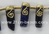 CTD1927 Top drilled 8*20mm - 10*35mm sticks lapis lazuli beads