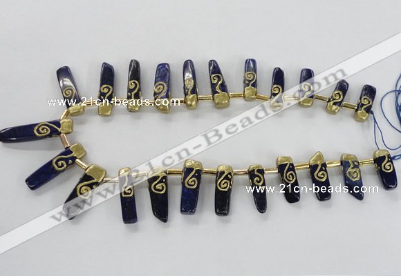 CTD1927 Top drilled 8*20mm - 10*35mm sticks lapis lazuli beads