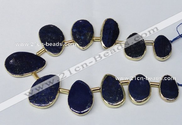 CTD1928 Top drilled 18*25mm - 25*40mm freeform lapis lazuli beads