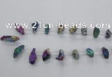 CTD1938 Top drilled 12*20mm - 25*35mm nuggets plated amethyst beads