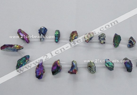 CTD1938 Top drilled 12*20mm - 25*35mm nuggets plated amethyst beads