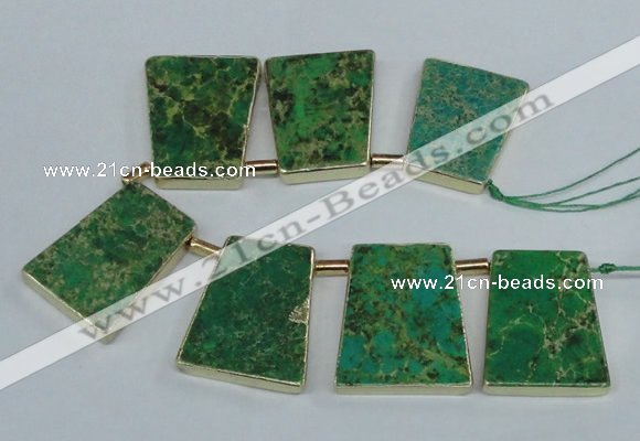 CTD1955 Top drilled 30*40mm - 35*45mm trapezoid sea sediment jasper beads