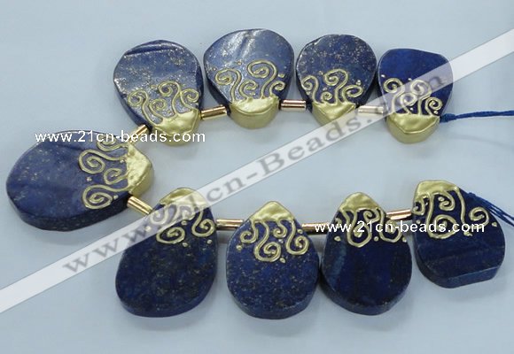 CTD1965 Top drilled 25*35mm - 35*45mm freeform lapis lazuli beads