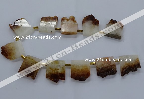 CTD1994 Top drilled 25*30mm - 30*35mm freeform druzy citrine beads