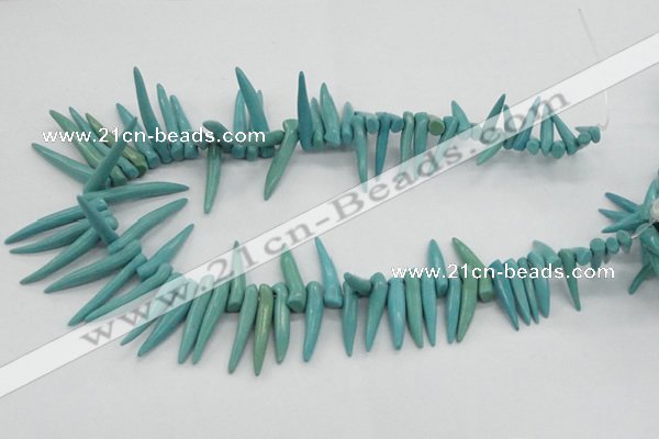 CTD2037 Top drilled 5*15mm - 6*40mm sticks turquoise beads