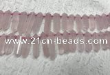 CTD2114 Top drilled 10*25mm - 12*45mm sticks rose quartz beads