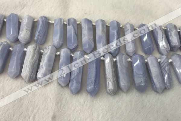 CTD2116 Top drilled 10*25mm - 12*45mm sticks blue lace agate beads