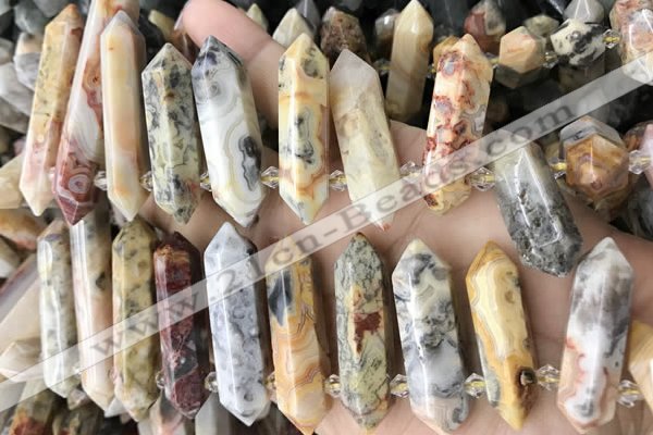 CTD2244 10*22mm - 12*45mm faceted nuggets crazy lace agate beads