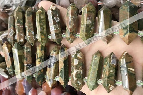 CTD2246 Top drilled 10*22mm - 12*45mm faceted nuggets rhyolite beads