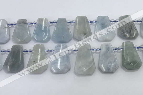 CTD2268 Top drilled 16*28mm - 20*30mm faceted freeform aquamarine beads