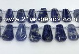 CTD2270 Top drilled 16*28mm - 20*30mm faceted freeform sodalite beads