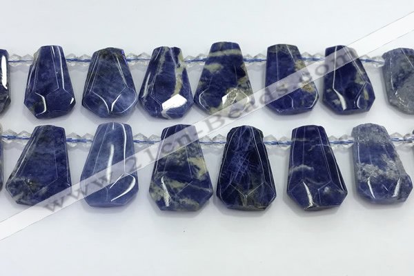 CTD2270 Top drilled 16*28mm - 20*30mm faceted freeform sodalite beads