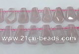 CTD2271 Top drilled 16*28mm - 20*30mm faceted freeform rose quartz beads