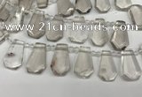 CTD2274 Top drilled 16*28mm - 20*30mm faceted freeform smoky quartz beads