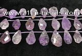 CTD2302 Top drilled 16*22mm - 25*35mm faceted nuggets amethyst beads