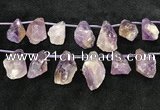 CTD2303 Top drilled 20*25mm - 25*45mm faceted nuggets amethyst beads